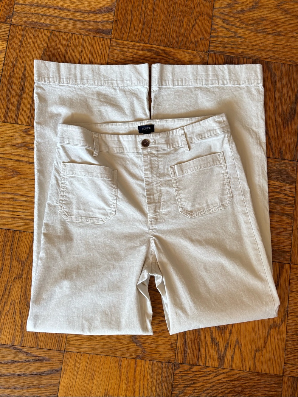 J.Crew cream wide leg trousers with pockets